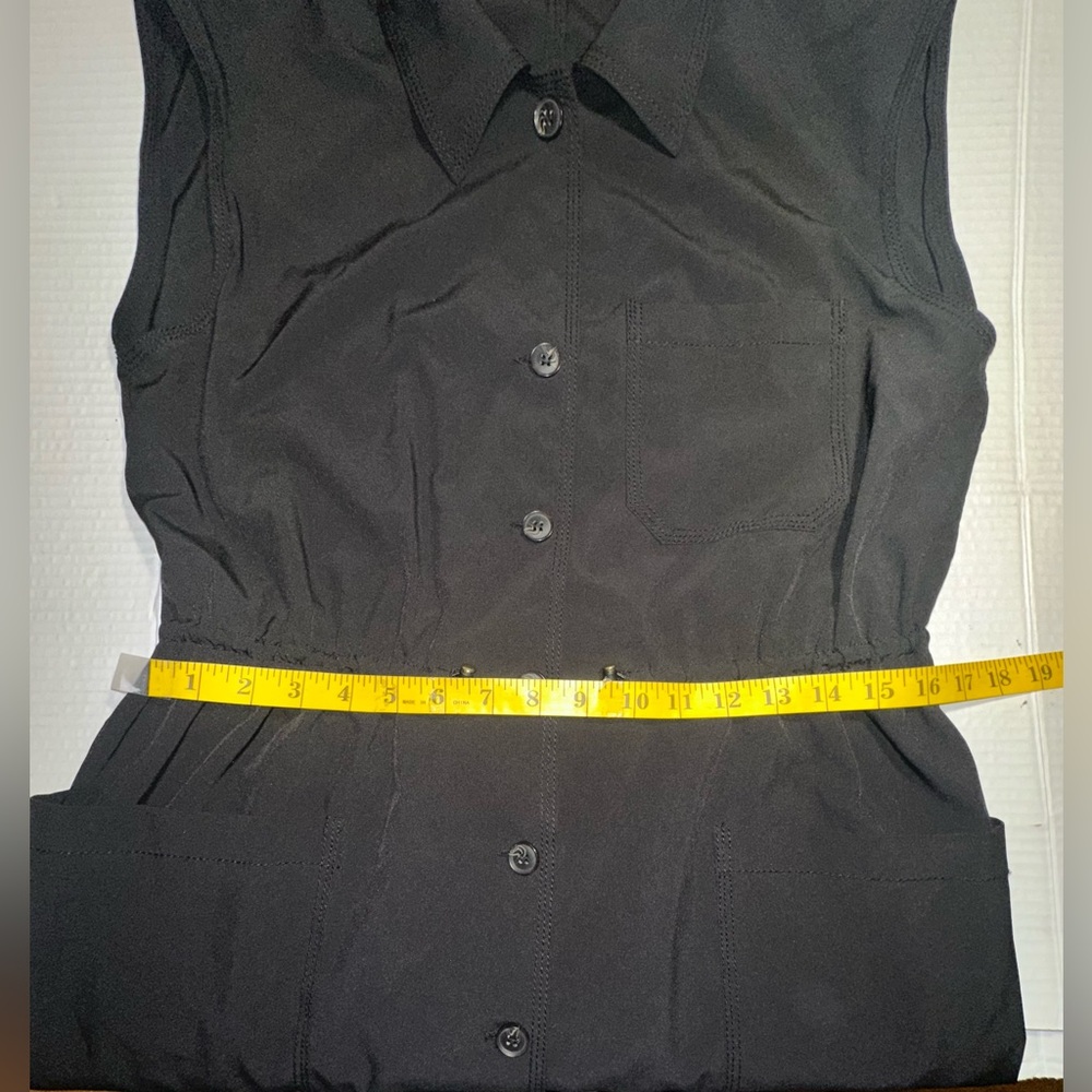 Calvin Klein Button Up Dress Womens Size 8 Black Collared Sleeveless Pockets - Picture 4 of 15